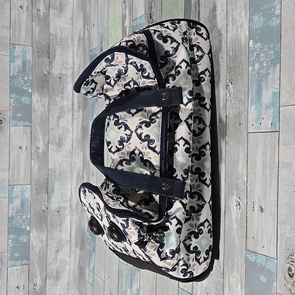 Elegant Navy and White Patterned Women's Bag
